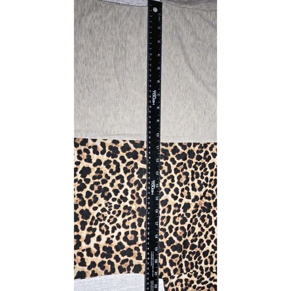 BiBi Women's Leopard Print Off Shoulder Long Tunic Dress Short Sleeve MED Sexy - Picture 8 of 10